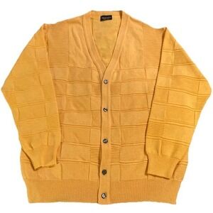 made in italy men's Marcello Yellow Cardigan Knit Sweater Merino Wool Vintage L